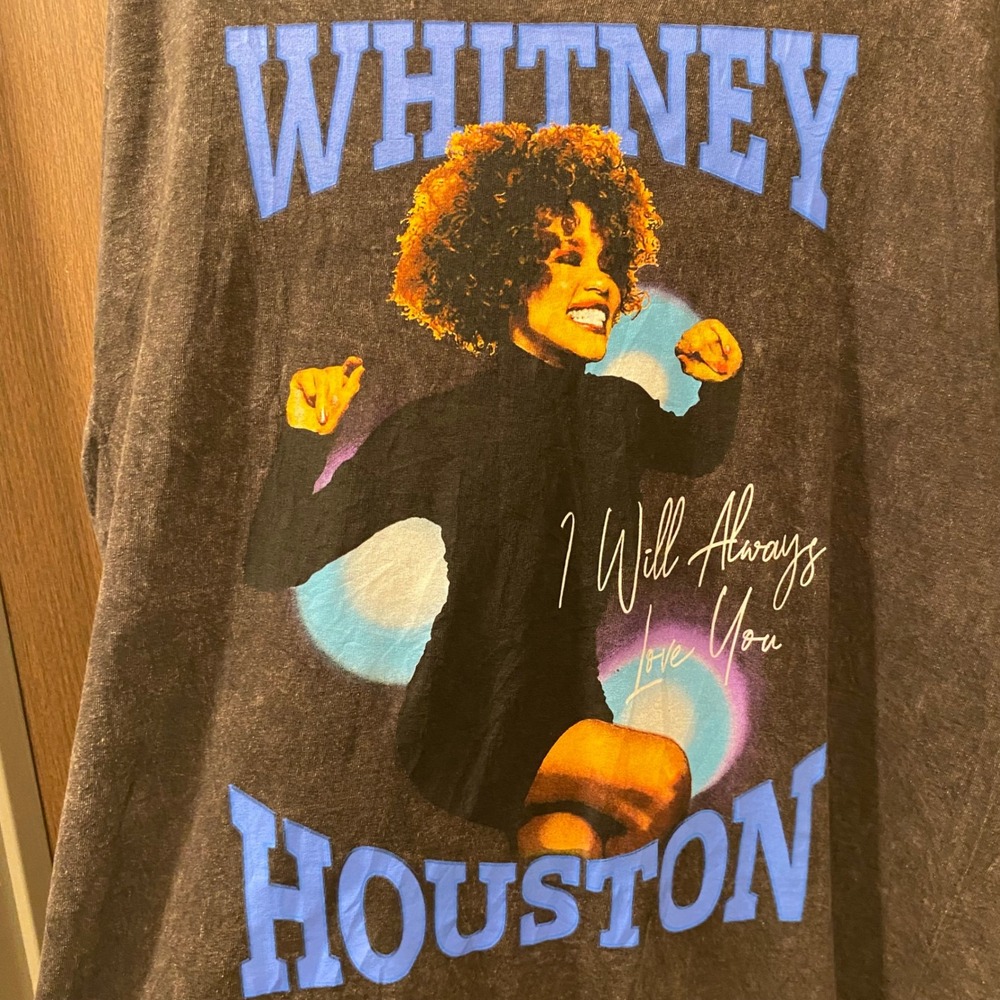 Whitney Houston Graphic T-Shirt XL "I Will Always Love You" Black Wash Slim Fit - Picture 5 of 11